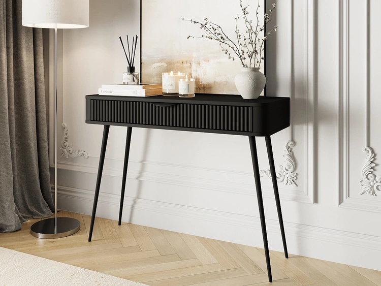Toaletka z czarnymi metalowymi nogami Latina Czarna