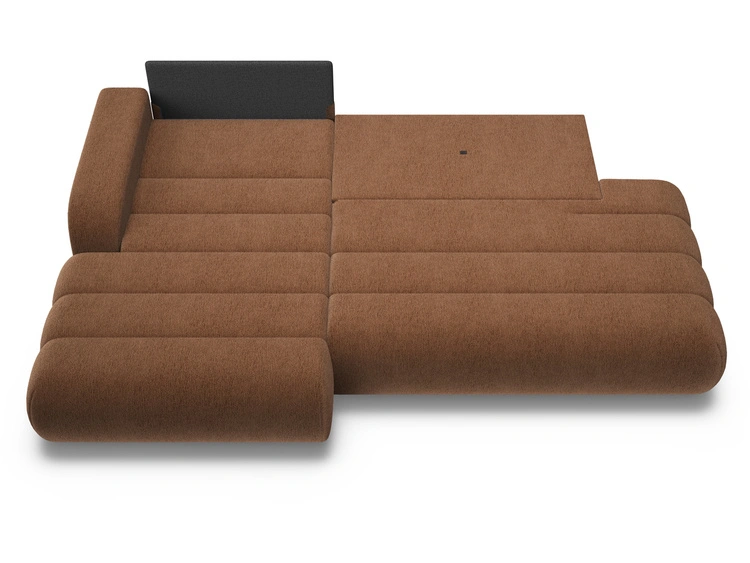 Narożnik L z funkcją spania i pojemnikiem Lisso lewy Terakota
