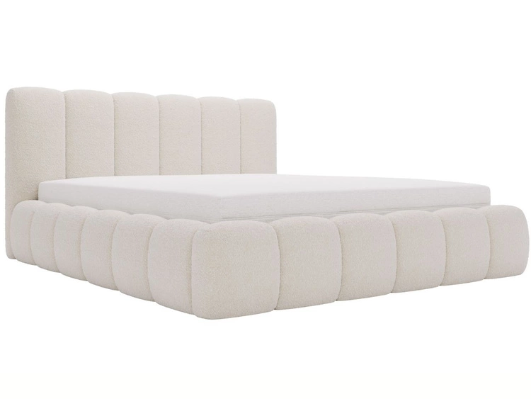 Łóżko tapicerowane bez pojemnika ze stelażem 120x200 Cloud w tkaninie bouclé Beżowe