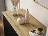 Trzydrzwiowa komoda 154 cm w stylu loft na czarnym stelażu Vivance czarny mat i dąb artisan