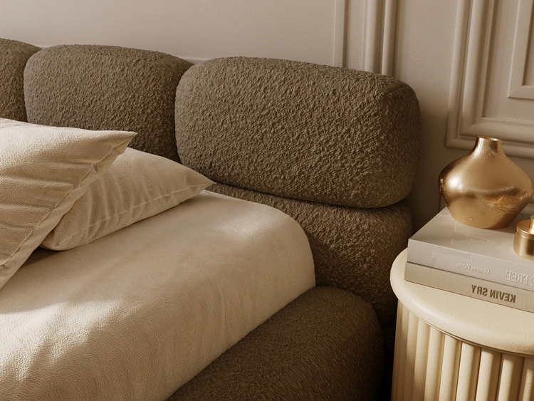 Łóżko tapicerowane z pojemnikiem i stelażem 120x200 Sweet Low Brązowe