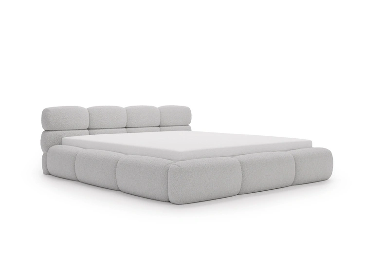 Łóżko tapicerowane z pojemnikiem i stelażem 200x200 Sweet Low Szare