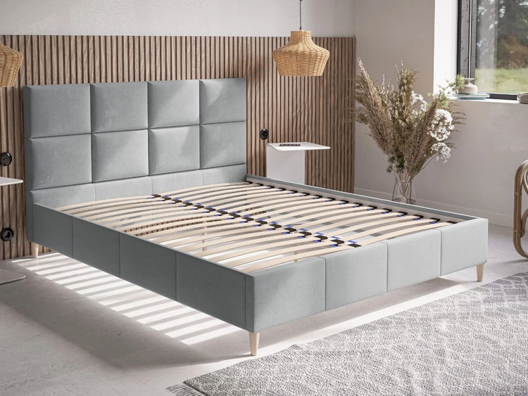 Łóżko tapicerowane ze stelażem 160x200 Luxe Ciemny szary